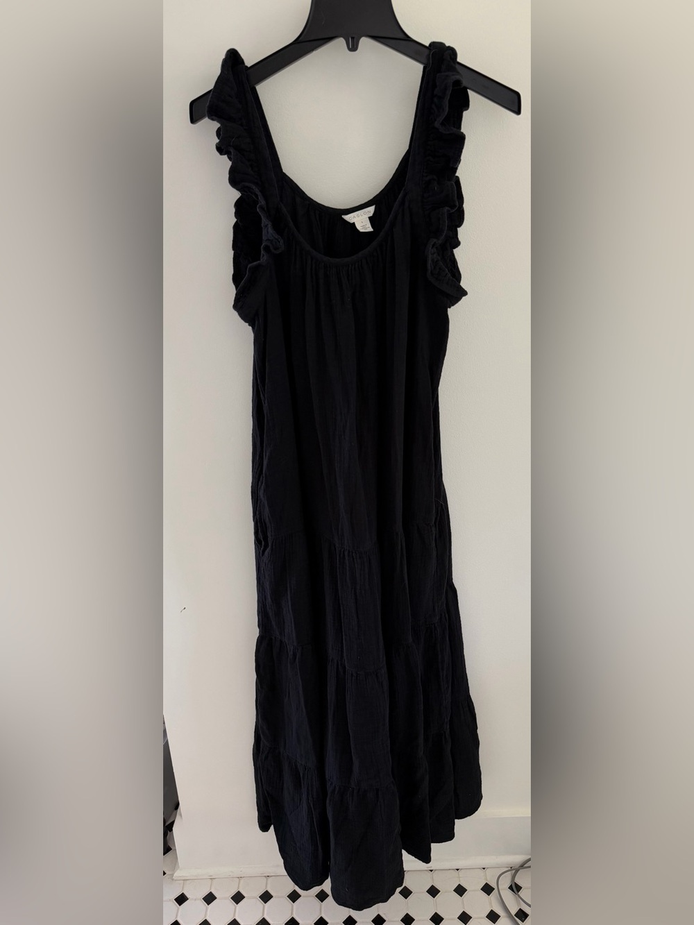 Caslon Black Tiered Maxi Dress 100% Cotton